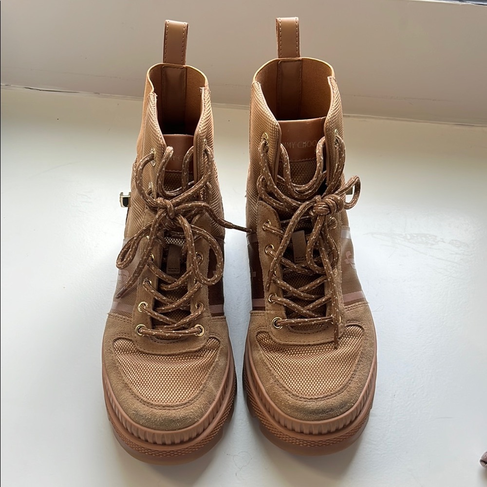 Jimmy Choo Suede Tan High-Top Boots